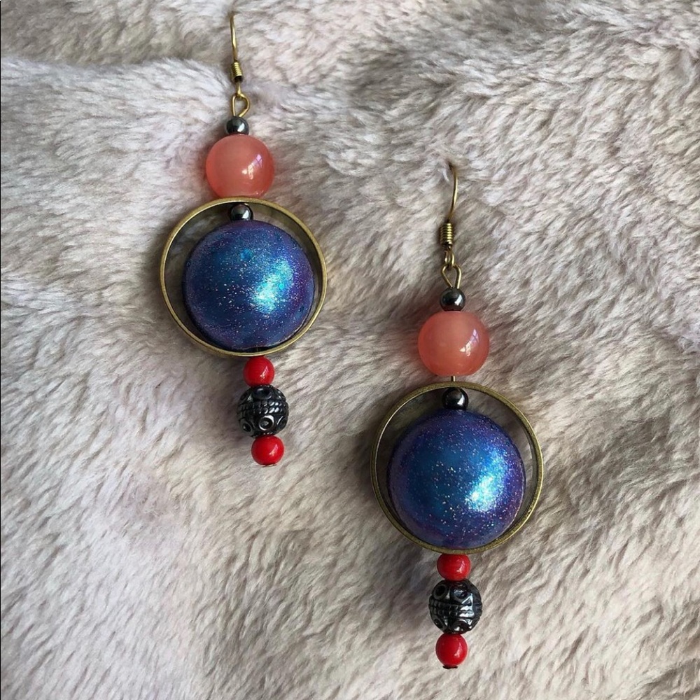 Hand painted celestial earrings